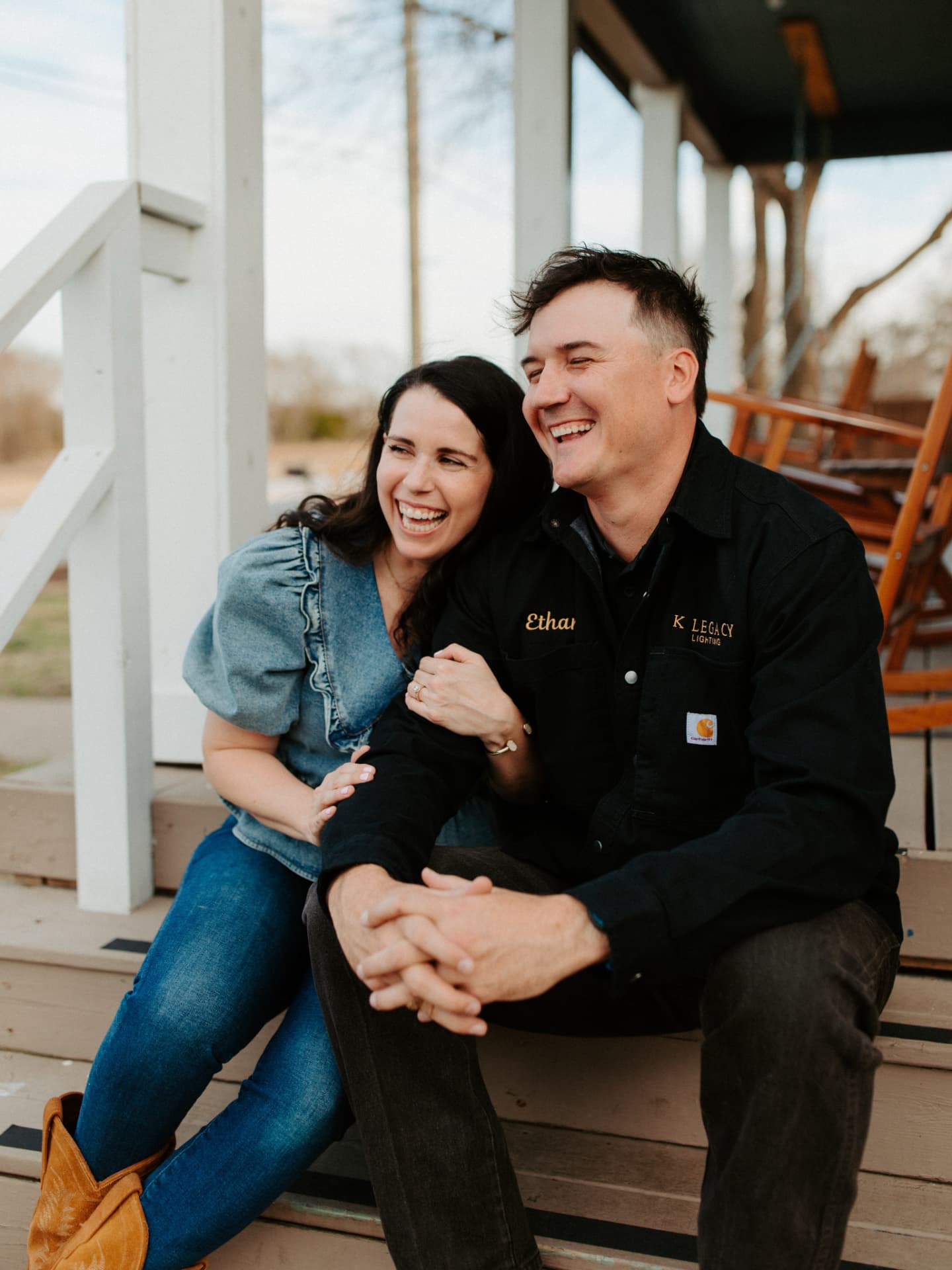 Ethan and Allie Knowles on their porch